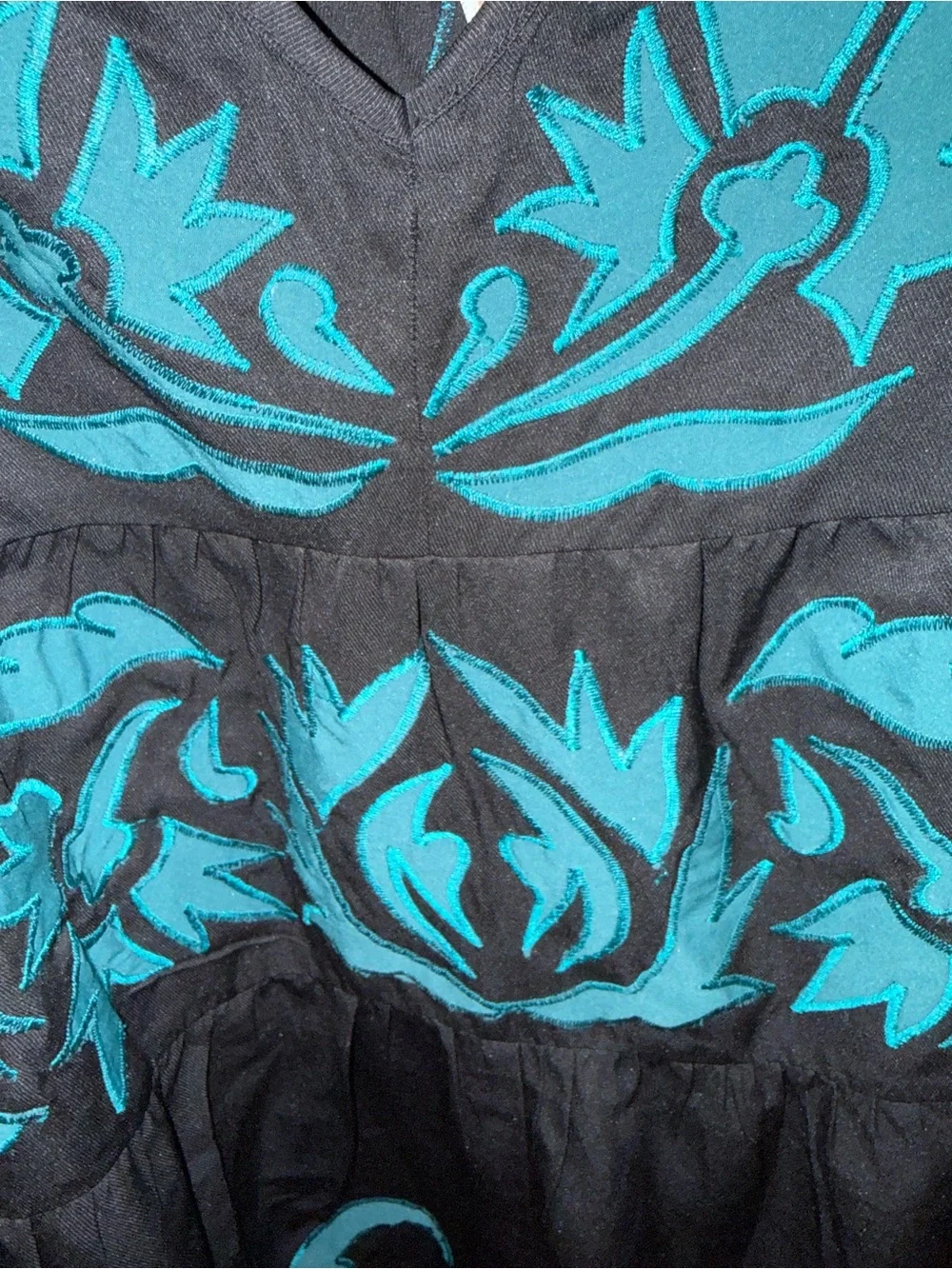 Free people One-Piece Black and Teal Floral romper
